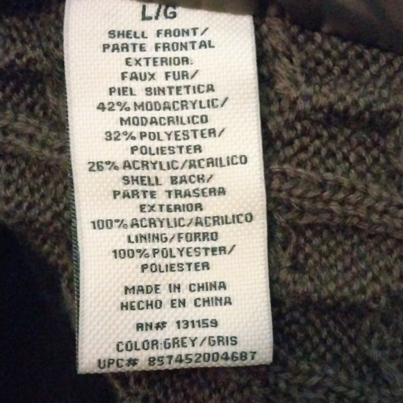 Sebby (Size L) Front Faux Fur & Back Cable Knit Fall Winter Open Cardigan Vest - Picture 12 of 15